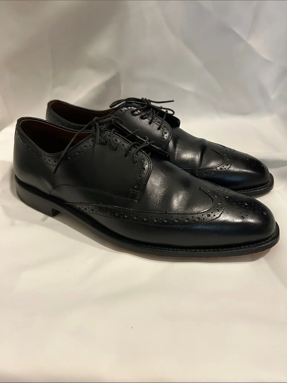 Allen Edmonds Bel Air Baroque Sleek Black Leather Wingtip Formal Dress Shoes 10